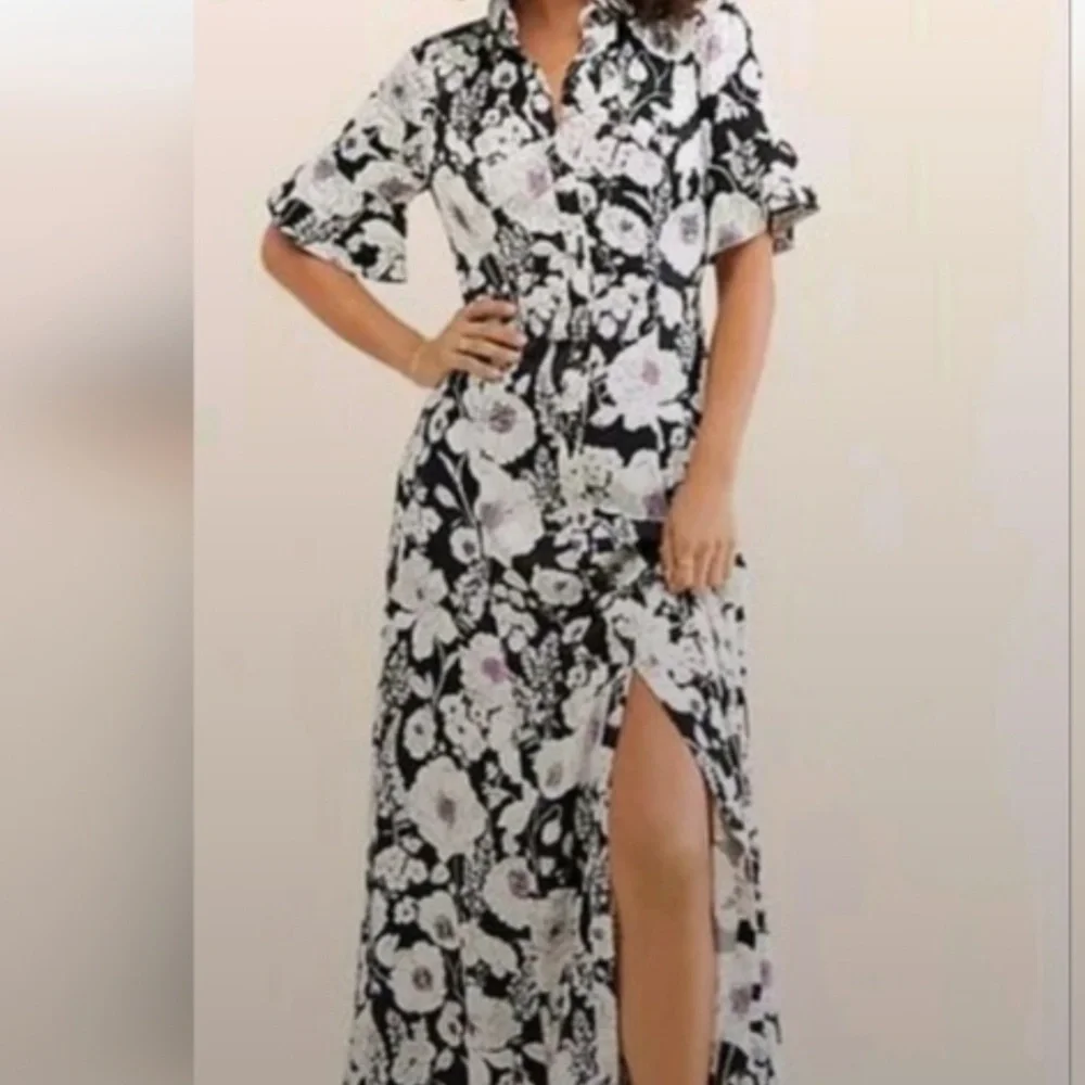 MAEVE Anthropologie Floral Maxi Shirt Dress XS - Picture 3 of 8